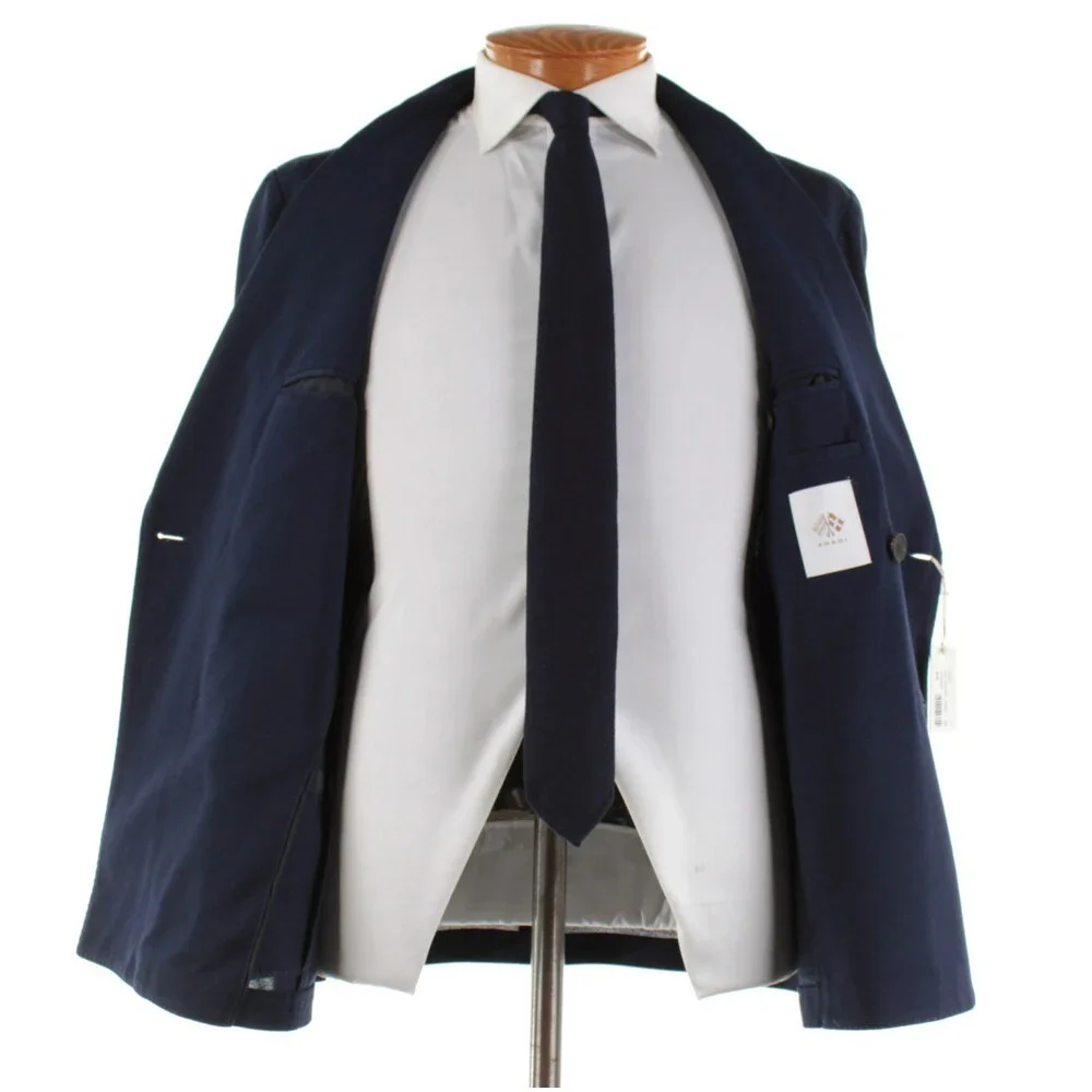 Fradi NWT Cotton Double Breasted Sport Coat Size 50R (40R US) In Solid Blue